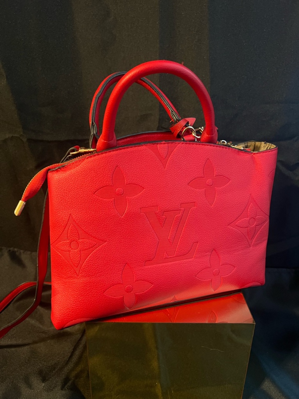 Louis Vuitton Red Monogram Empreinte Alma BB Satchel - Picture 5 of 12